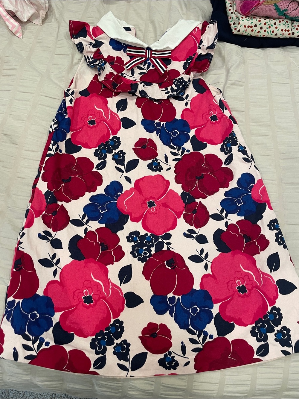 Janie and Jack Floral Collar Dress - Pink, Fuchsia & Navy